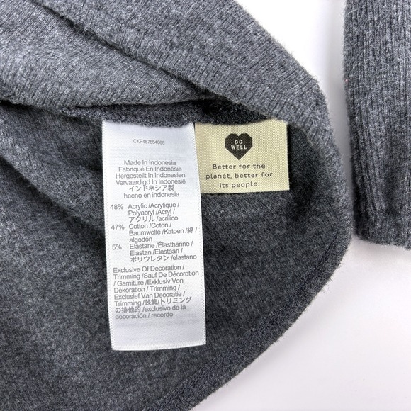 NWT Madewell Plush Square Neck Smocked Shirt Womens Sz M Charcoal Gray Peasant - Picture 8 of 14